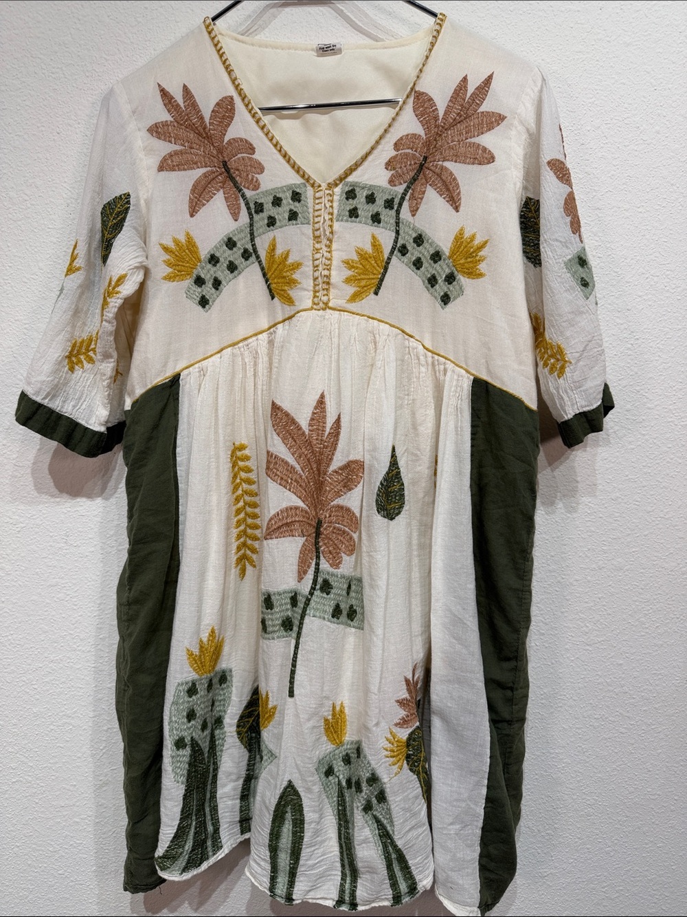 Tropical bohemian mini cottonblend dress size Large tiktok